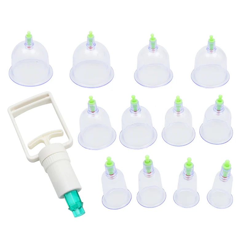 Vacuum Cupping Sets with Pumping Gun Suction Cups Back Massage Body Cup Detox Anti Cellulite Therapy Cans Healthy Care Jars
