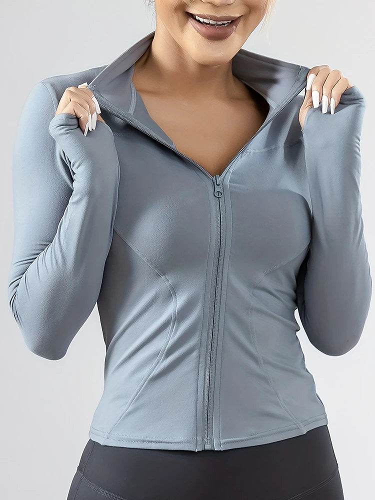 Fitness coat women's summer 2024 new slim-fit quick-drying top long-sleeved running sports training yoga clothes