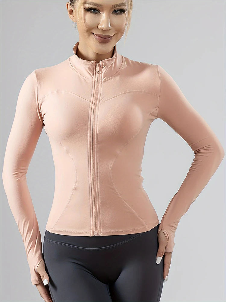 Fitness coat women's summer 2024 new slim-fit quick-drying top long-sleeved running sports training yoga clothes