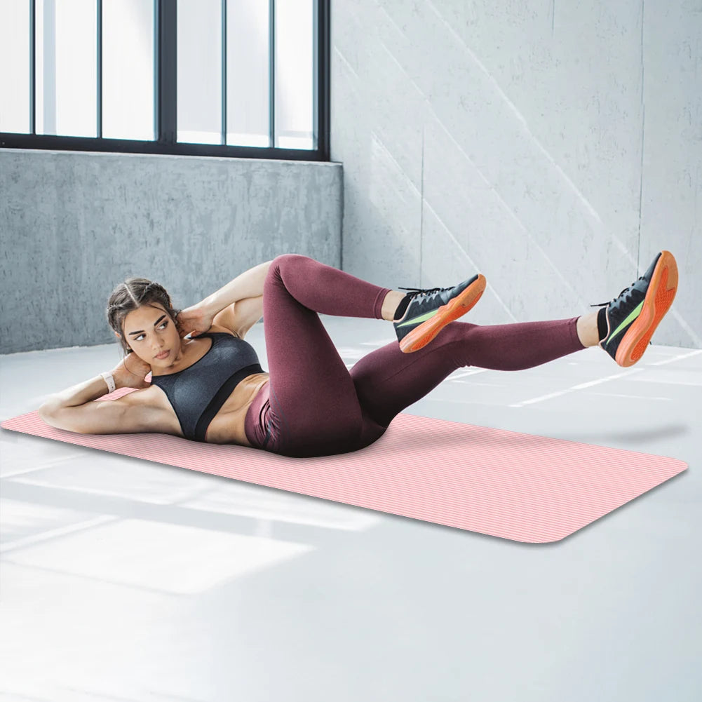 Yoga Mat Pilates Floor Mat 10mm Thick Solid Color Fitness Mat Multi-Function Yoga Workout Mat for Yoga Pilates